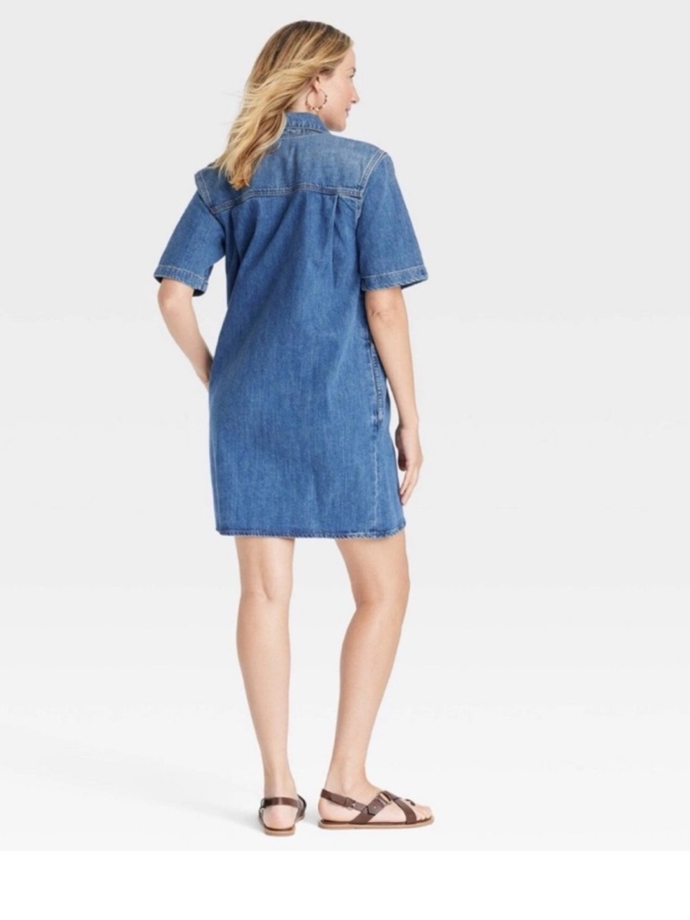 Universal Thread Women's Short Sleeve Mini Shirtdress Denim Dress Small - Picture 3 of 10